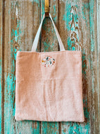 Upcycled Vintage Dusty Pink Towel Tote
