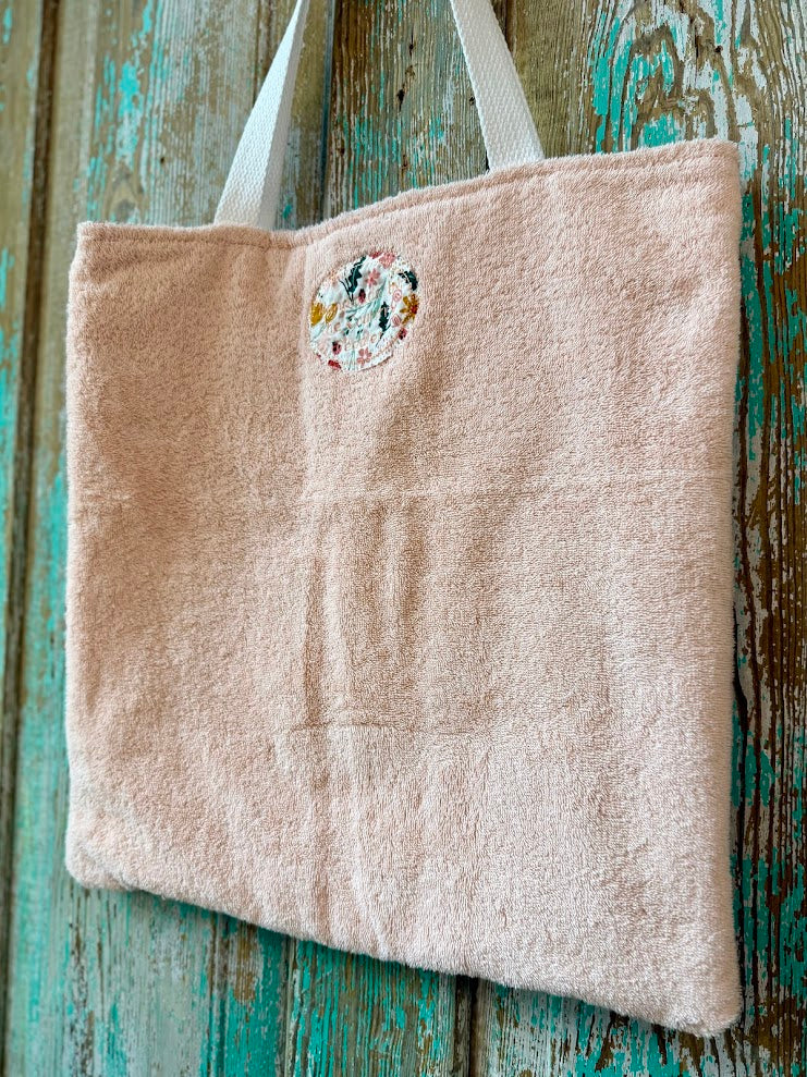 Upcycled Vintage Dusty Pink Towel Tote