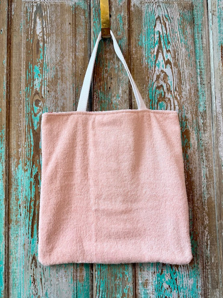 Upcycled Vintage Dusty Pink Towel Tote