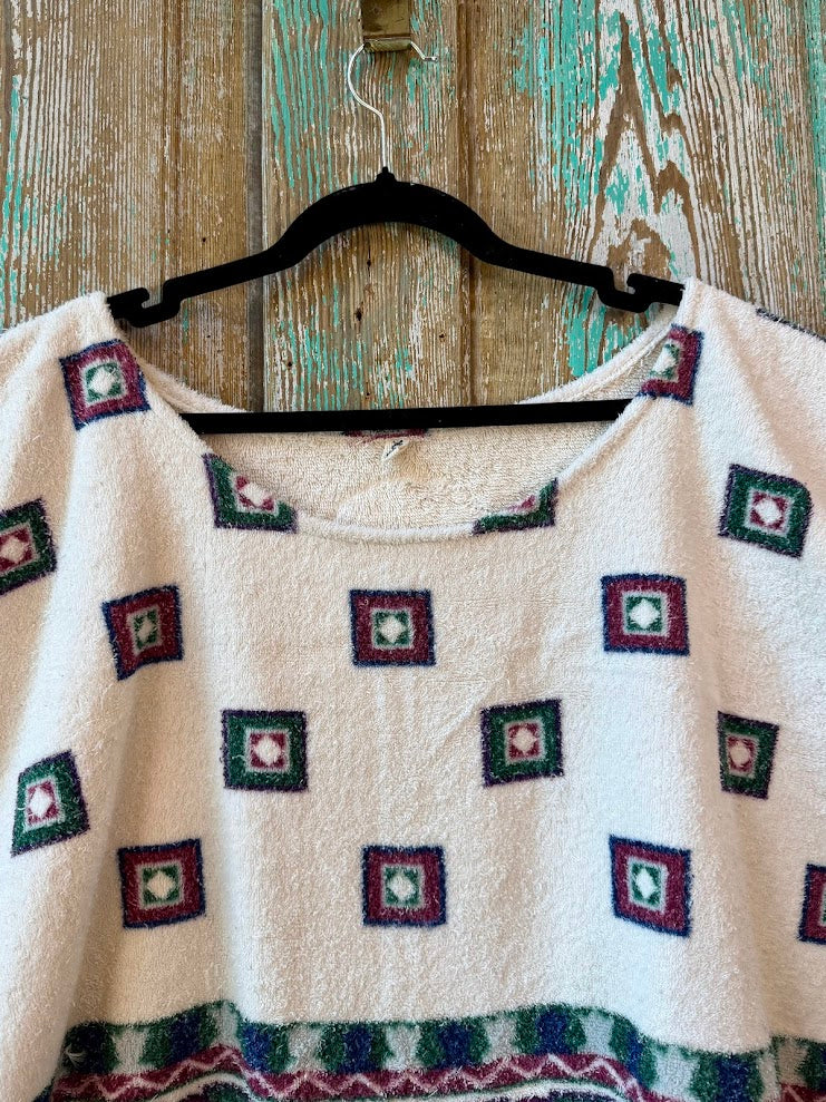 Upcycled Vintage Towel Poncho Tank: Women's XL/XXL
