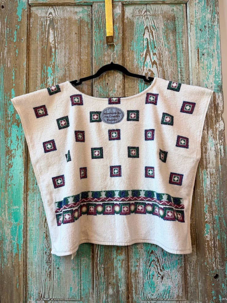 Upcycled Vintage Towel Poncho Tank: Women's XL/XXL