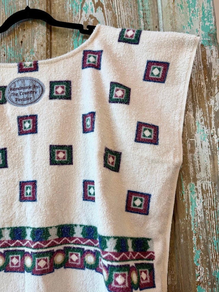 Upcycled Vintage Towel Poncho Tank: Women's XL/XXL