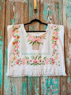 Upcycled Vintage Floral Towel Poncho Tank: Women's M/L