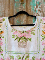 Upcycled Vintage Floral Towel Poncho Tank: Women's M/L