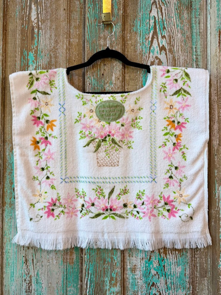 Upcycled Vintage Floral Towel Poncho Tank: Women's M/L
