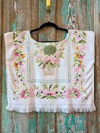 Upcycled Vintage Floral Towel Poncho Tank: Women's M/L