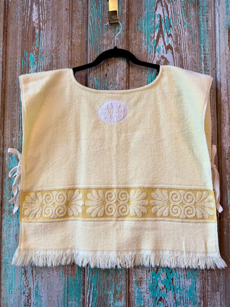 Upcycled Vintage Yellow Floral Towel Tie-Side Poncho Tank: Women's One-Size