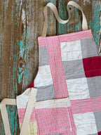 Upcycled Vintage Red Patchwork Quilt Apron: Kids