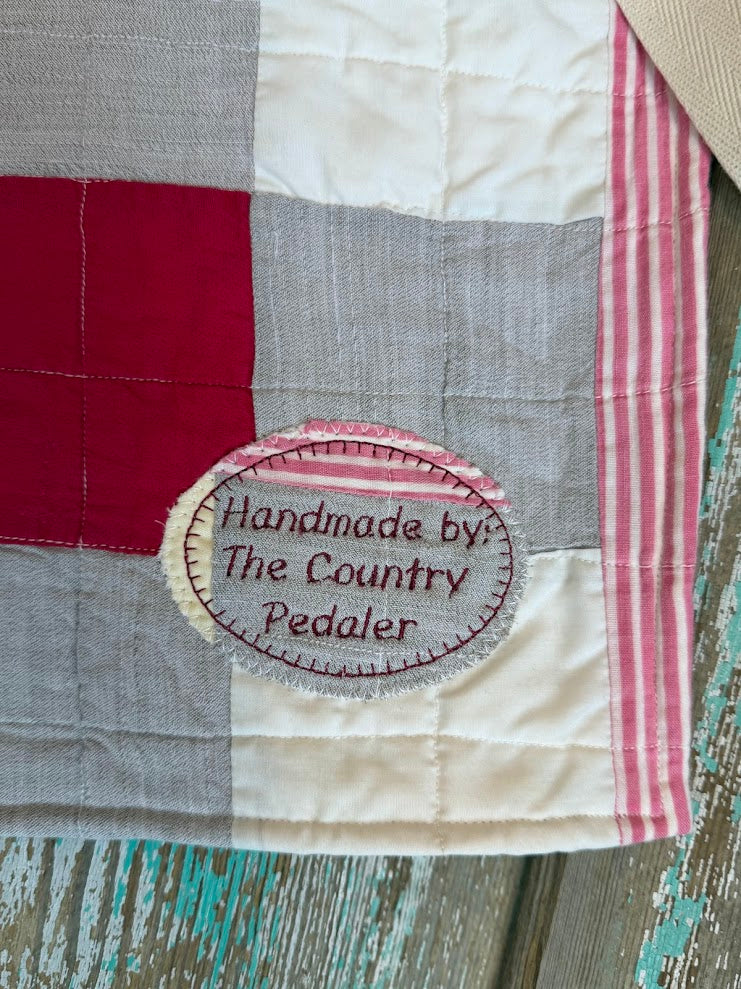 Upcycled Vintage Red Patchwork Quilt Apron: Kids