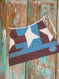 Upcycled Vintage Red and Blue Floral Quilt Apron: Adult Half-Apron (A)
