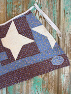 Upcycled Vintage Red and Blue Floral Quilt Apron: Adult Half-Apron (B)
