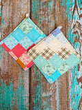 Upcycled Quilt Pot Holder: "Around the World"
