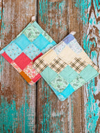 Upcycled Quilt Pot Holder: "Around the World"