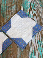 Upcycled Quilt Pot Holder: Blue Friendship Star