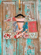 Upcycled "Boho" Cropped Quilt Tie-Front Vest: Women's Small