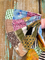 Upcycled Vintage Crazy Patch Quilt Bow: 20"