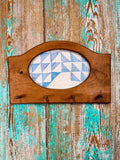 Upcycled Vintage Blue and White Flying Geese Framed Quilt with Pegs