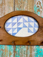 Upcycled Vintage Blue and White Flying Geese Framed Quilt with Pegs