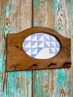 Upcycled Vintage Blue and White Flying Geese Framed Quilt with Pegs
