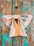 Upcycled Vintage "Orange Cream #1" Quilt Bow: 20"