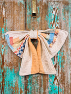 Upcycled Vintage "Orange Cream #1" Quilt Bow: 20"