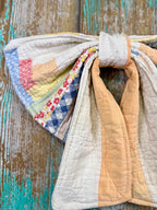 Upcycled Vintage "Orange Cream #1" Quilt Bow: 20"
