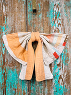 Upcycled Vintage "Orange Cream #2" Quilt Bow: 20"