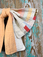 Upcycled Vintage "Orange Cream #2" Quilt Bow: 20"