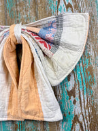 Upcycled Vintage "Orange Cream #3" Quilt Bow: 20"