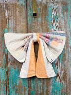 Upcycled Vintage "Orange Cream #3" Quilt Bow: 20"
