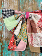 Upcycled Vintage "Crazy Patch" Quilt Bow: 20"