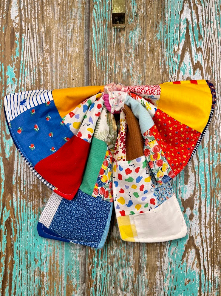 Upcycled Vintage "Crazy Patch" Quilt Bow: 20"