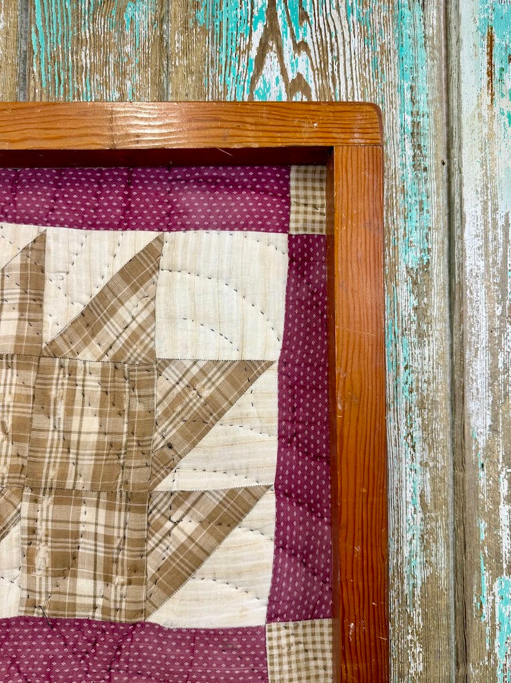 Upcycled Vintage Maple Leaf Framed Quilt #1: 18" x 20"