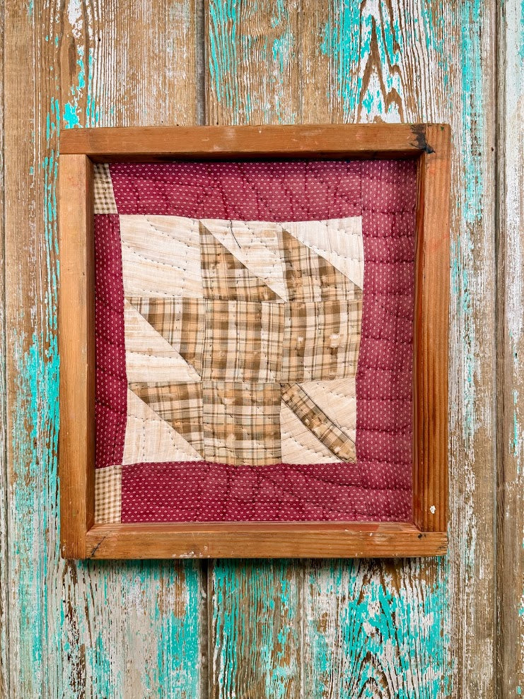Upcycled Vintage Maple Leaf Framed Quilt #2: 18" x 20"
