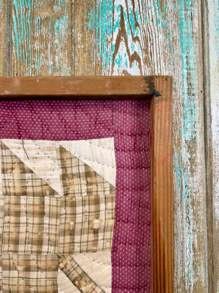 Upcycled Vintage Maple Leaf Framed Quilt #2: 18" x 20"