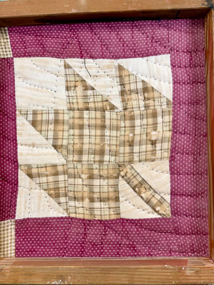 Upcycled Vintage Maple Leaf Framed Quilt #2: 18" x 20"