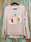 Upcycled Vintage Pumpkin Quilt Sweatshirt: Women's Large