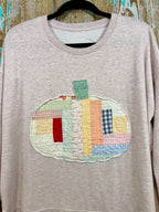 Upcycled Vintage Pumpkin Quilt Sweatshirt: Women's Large