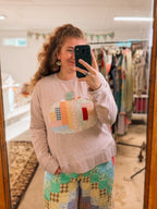Upcycled Vintage Pumpkin Quilt Sweatshirt: Women's Large