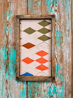 Upcycled Vintage Diamond Patch Framed Quilt #1: 12" x 20"