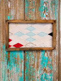 Upcycled Vintage Diamond Patch Framed Quilt #2: 12" x 20"