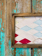 Upcycled Vintage Diamond Patch Framed Quilt #2: 12" x 20"