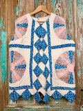 Upcycled Vintage Dresden Plate Quilt Vest with Pocket: Unisex Medium