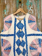 Upcycled Vintage Dresden Plate Quilt Vest with Pocket: Unisex Medium