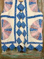 Upcycled Vintage Dresden Plate Quilt Vest with Pocket: Unisex Medium