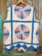 Upcycled Vintage Dresden Plate Quilt Vest with Pocket: Unisex Medium