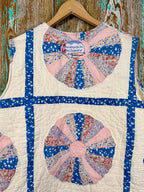 Upcycled Vintage Dresden Plate Quilt Vest with Pocket: Unisex Medium