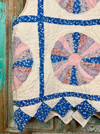 Upcycled Vintage Dresden Plate Quilt Vest with Pocket: Unisex Medium