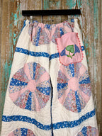 Upcycled Vintage Dresden Plate Quilt Pants with Scalloped Edge and Pocket: Women's Medium