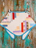 Upcycled Vintage Log Cabin Quilt Neck Scarf #1